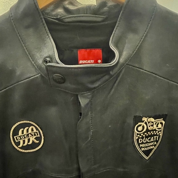 Ducati Black Leather Bomber Jacket for Men - Picture 2 of 12